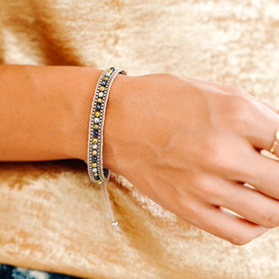 Adjustable Draw-cord Crystal Beading Bracelet