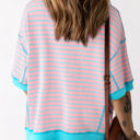  Adley Stripe Oversized Exposed Seam High Low Top