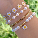 White Ailany Beaded Chain Bracelet Set