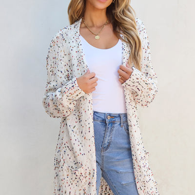 Ailany Confetti Rib Knit Long Sleeve Cardigan