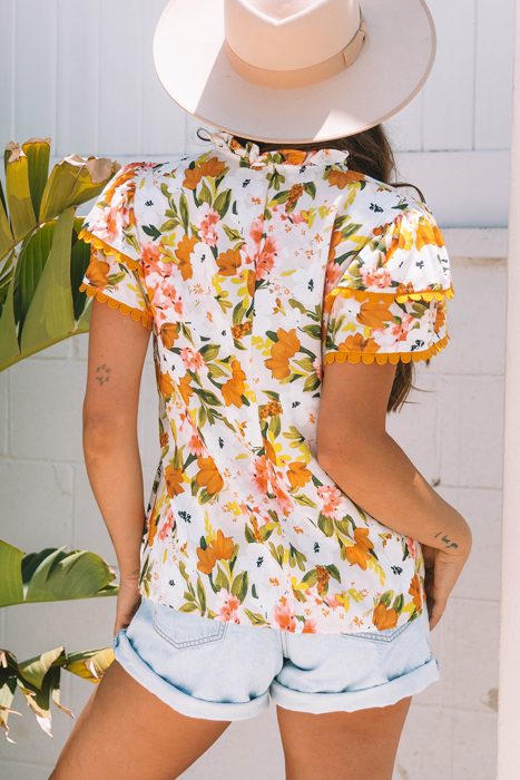 Ailany Short Sleeve Floral Blouse