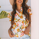  Ailany Short Sleeve Floral Blouse