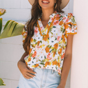  Ailany Short Sleeve Floral Blouse