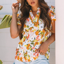  Ailany Short Sleeve Floral Blouse