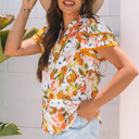  Ailany Short Sleeve Floral Blouse