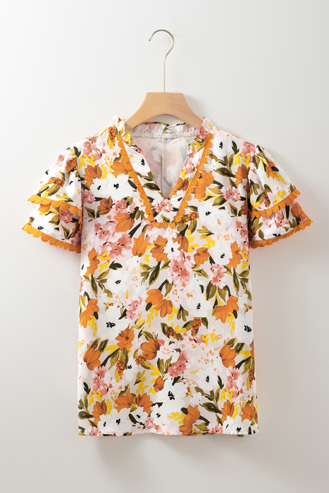 Ailany Short Sleeve Floral Blouse