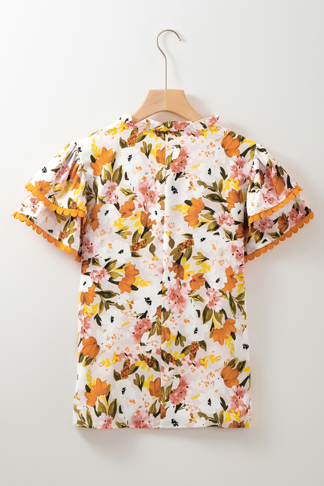 Ailany Short Sleeve Floral Blouse
