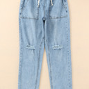 Sky Blue Size 8 Aileen Gather Distressed Jogger