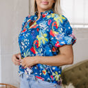  Ainara Flower Puff Short Sleeve Loose Blouse