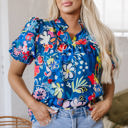  Ainara Flower Puff Short Sleeve Loose Blouse