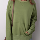 Vineyard Green Large Ainsley Crisscross Stitching Loose Sweatshirt