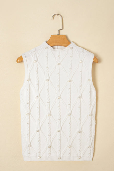 Alaia Pearled Textured Knit Sweater Vest