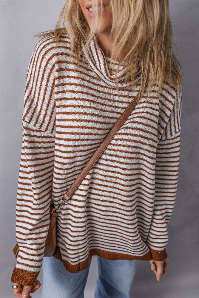 Alaia Striped Turtleneck Loose Sweater