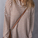  Alaia Striped Turtleneck Loose Sweater