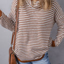  Alaia Striped Turtleneck Loose Sweater