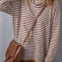  Alaia Striped Turtleneck Loose Sweater