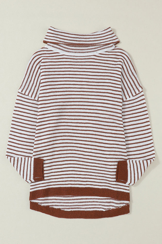 Alaia Striped Turtleneck Loose Sweater