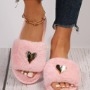 Pink Size 7 Alaina Open toe Plush Slippers