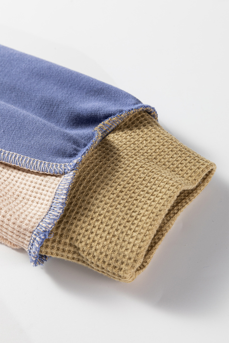 Alaina Waffle Patchwork Oversize Sweatshirt