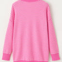  Alana Striped Scallop V Neck Loose Sweater