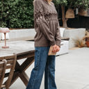  Alana Western Geometric Patterned Crew Neck Knitted Sweater