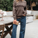  Alana Western Geometric Patterned Crew Neck Knitted Sweater