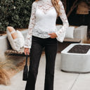  Alani Lace Crochet Bell Sleeve Blouse