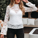 White Large Alani Lace Crochet Bell Sleeve Blouse