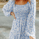  Alanna Boho Floral Smocked Puff Sleeve Mini Dress