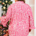  Alanna Plus Size Floral Frilled Neck Top