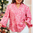  Alanna Plus Size Floral Frilled Neck Top