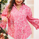  Alanna Plus Size Floral Frilled Neck Top