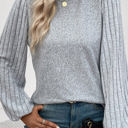  Alayna Contrast Ribbed Bishop Sleeve Top