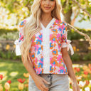  Aleia Floral Knotted Short Sleeve Blouse