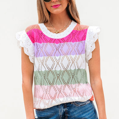 Alena Hollowed Knit Scallop Edge Sweater Vest