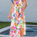  Alena Ricrac Trim Flutter Sleeve Buttoned Floral Maxi Dress