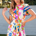  Alena Ricrac Trim Flutter Sleeve Buttoned Floral Maxi Dress