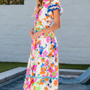  Alena Ricrac Trim Flutter Sleeve Buttoned Floral Maxi Dress