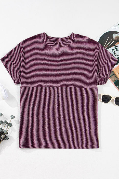 Alessandra Plain Corded Knit Mock Neck Top