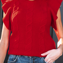  Alessia Ruffled Short Sleeve Sweater
