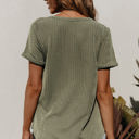  Alexa Twist Short Sleeve Corded V Neck Top