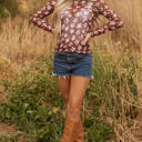  Alexandra Mesh Star Sheath Long Sleeve Top