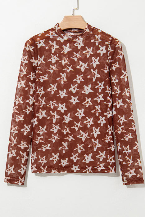 Alexandra Mesh Star Sheath Long Sleeve Top