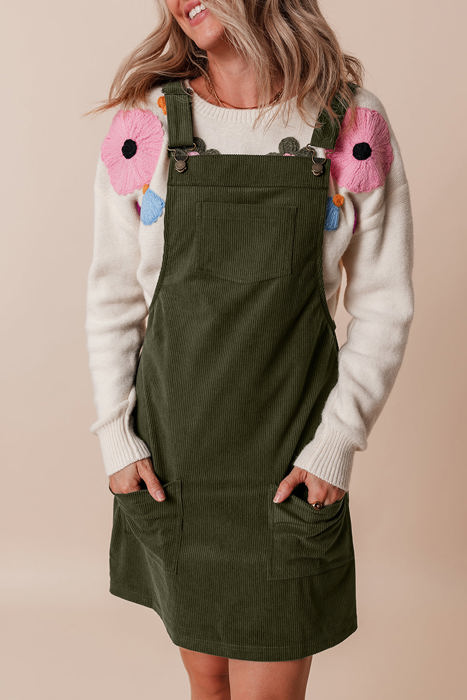 Alexis Front Pockets Corduroy Overall Dress