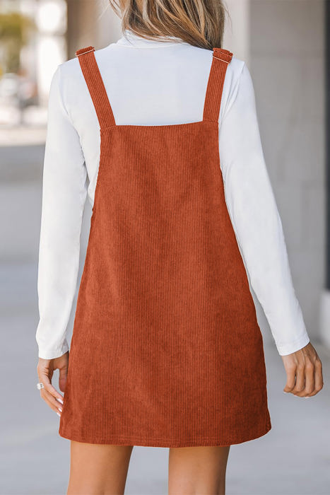 Alexis Front Pockets Corduroy Overall Dress