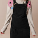 Black Large Alexis Front Pockets Corduroy Overall Dress