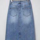  Alexis Irregular Distressed Bottom Denim Midi Skirt