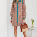  Alia Floral Contrast Collared Shirt