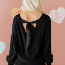 Black Medium Alianna Backless Drop Shoulder Sweater