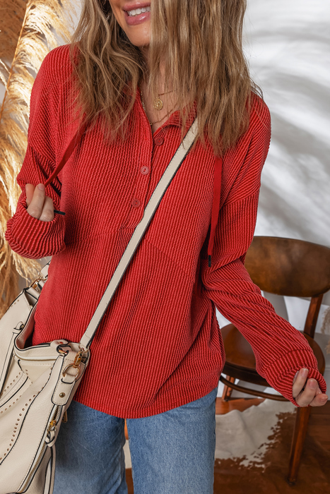 Alianna Collared Drawstring Pullover Top